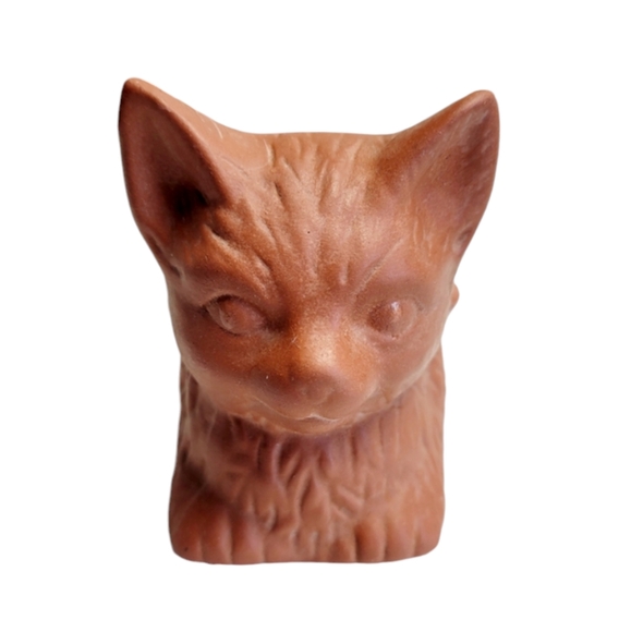 Vintage Terra Cotta Kitty Cat with Bow  Butter Dish - Picture 8 of 12